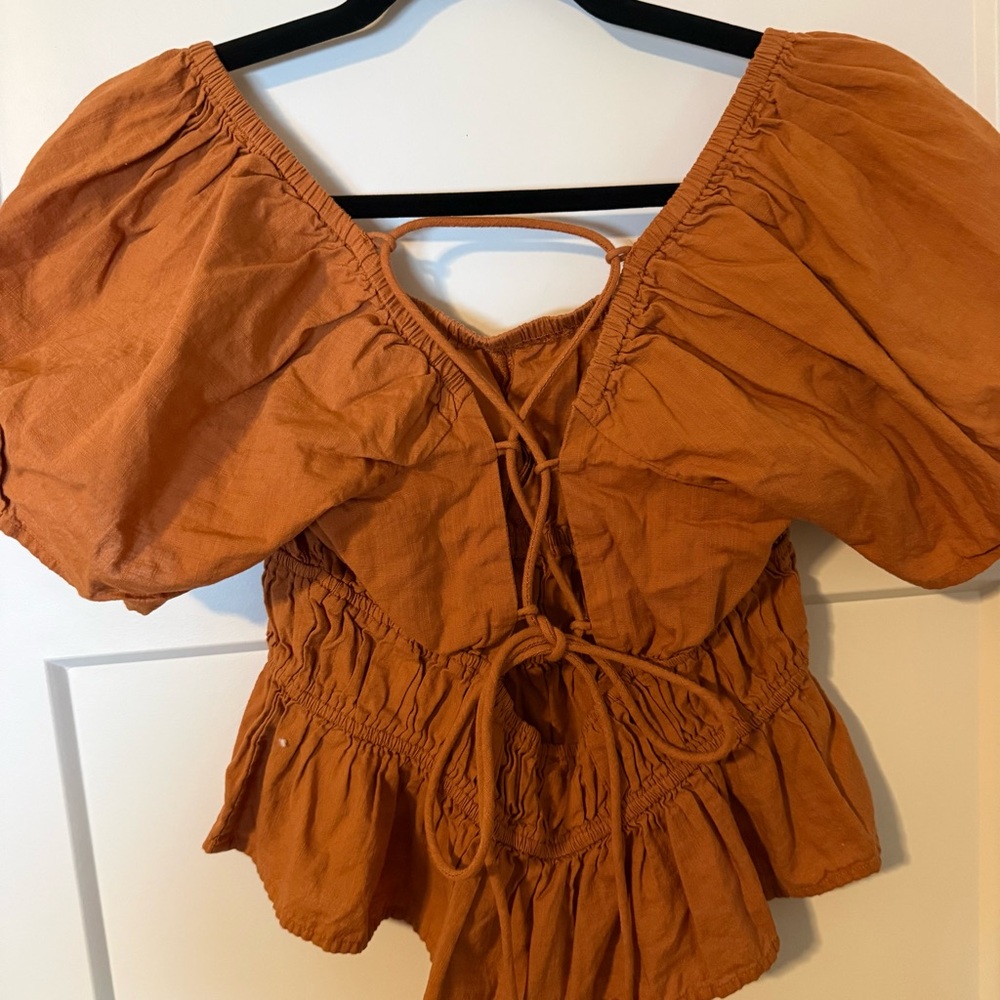 Free people Women's Rust Peplum Top - Picture 2 of 7